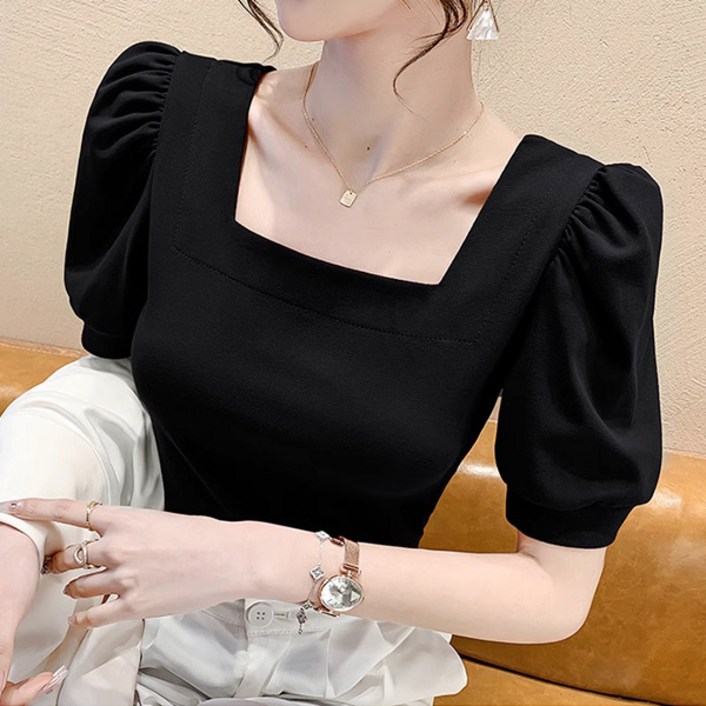 자체제작 엔비아 스퀘어퍼프 티셔츠