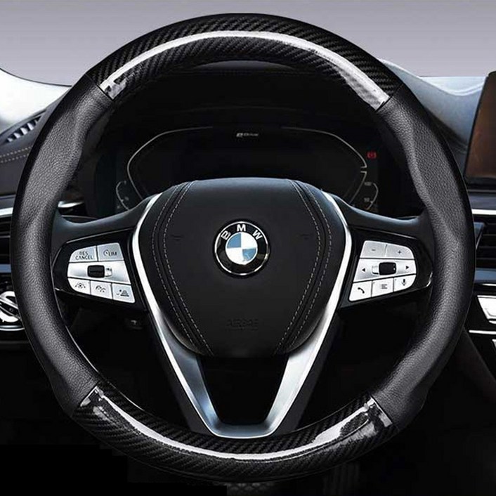 아이오닉5핸들커버 D컷 원형 카본 가죽