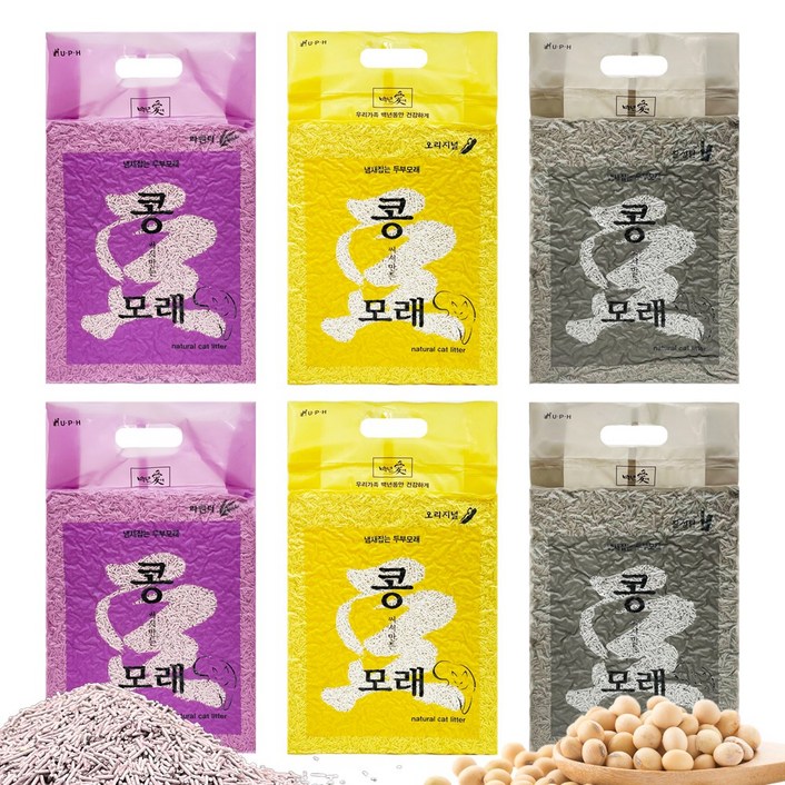 백년애 리얼 콩써서 만든 고양이 두부모래 2.5kg 6개 1.2mm 초 극세입자, 2.5kg, 6개, 라벤더
