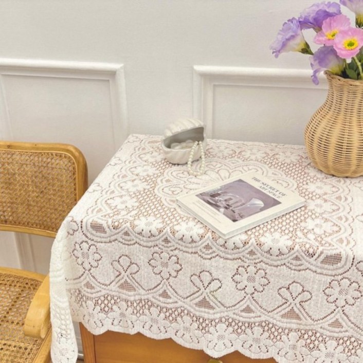 북유럽 레이스 테이블보 식탁보 미니테이블보 북유럽 캠핑 홈카페 인테리�, 단일상품, 단일색상60×60