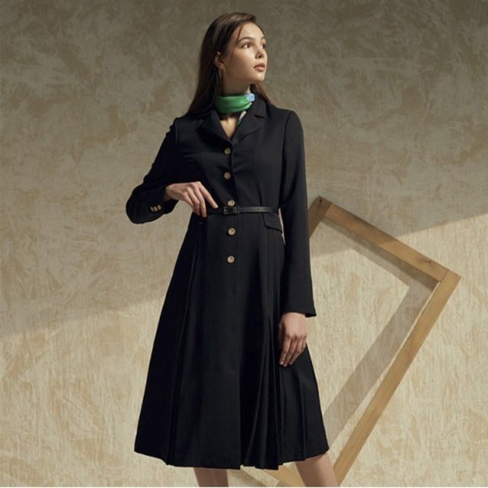 [최초가 99000] 후라밍고 하객룩 플리츠 트렌치 원피스+벨트 세트