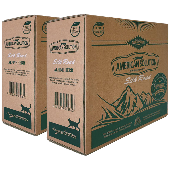 아메리칸솔루션 실크로드 고양이 모래, 9kg, 2개, 허브
