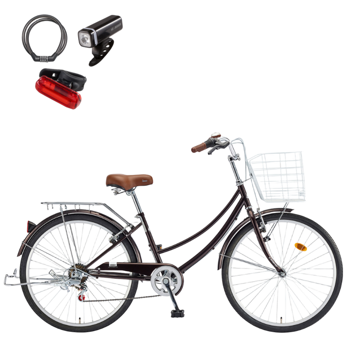 2026 삼천리 26 선데이 자전거 7단 클래식 시티형자전거, 1개, 171cm, 다크 브라운