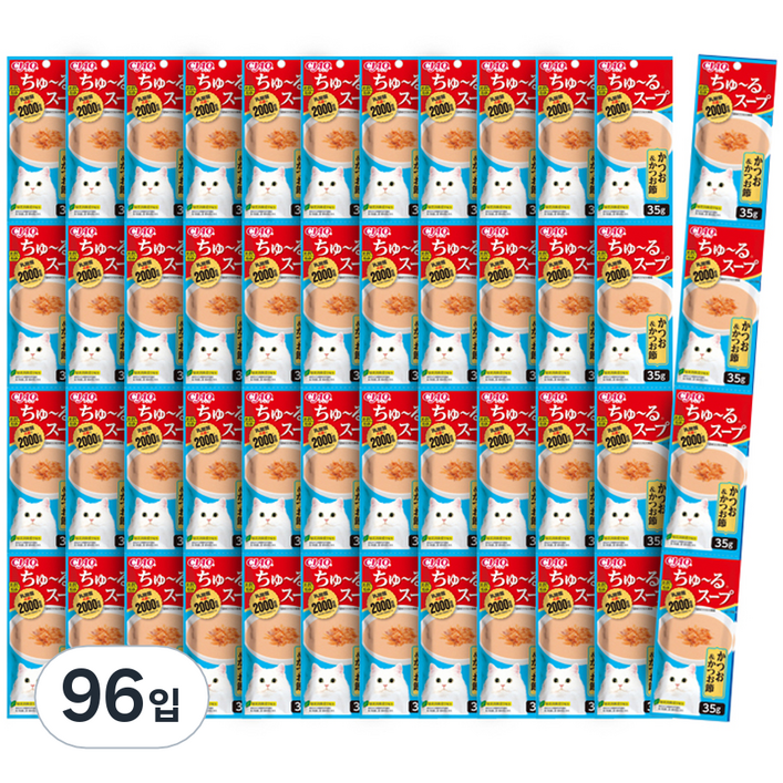 챠오츄르 고양이 짜먹는 간식, 혼합맛가다랑어가다랑어포, 35g, 96개