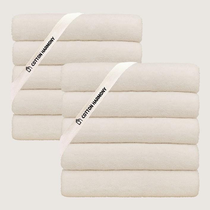 코튼하모니 호텔수건 200g 40수 코마사, 크림베이지, 10개