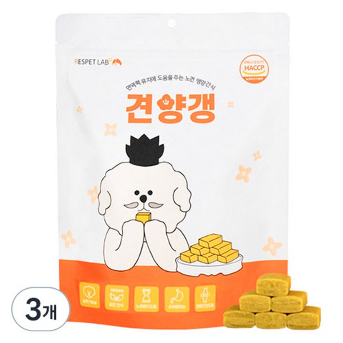 리스펫랩 강아지 노령견 간식 견양갱 7g x 30p, 210g, 3개, 면역력 유지 리스펫랩 강아지 노령견 간식 견양갱 7g x 30p, 210g, 3개, 면역력 유지