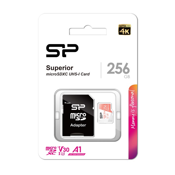 실리콘파워 micro SDXC Class10 Superior UHS-I 4K U3 A1 V30, 256GB