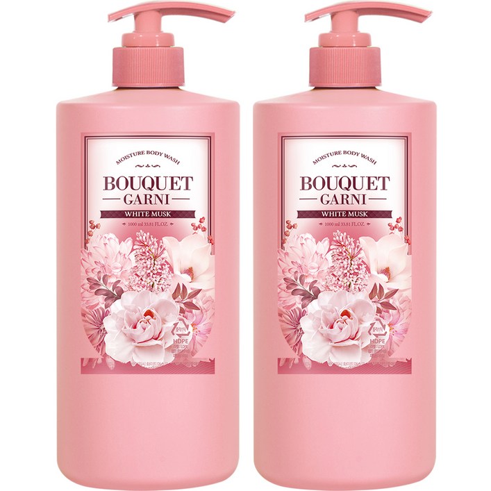 부케가르니 모이스처 바디워시 화이트머스크향, 2개, 1000ml
