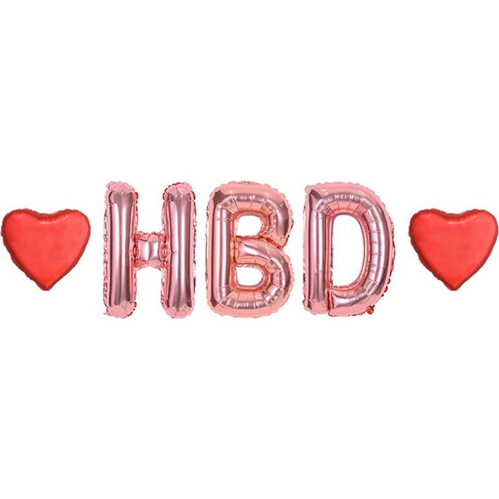 조이파티 알파벳 HBD 은박풍선 소 3종 + 미니하트 은박풍선 2p 세트