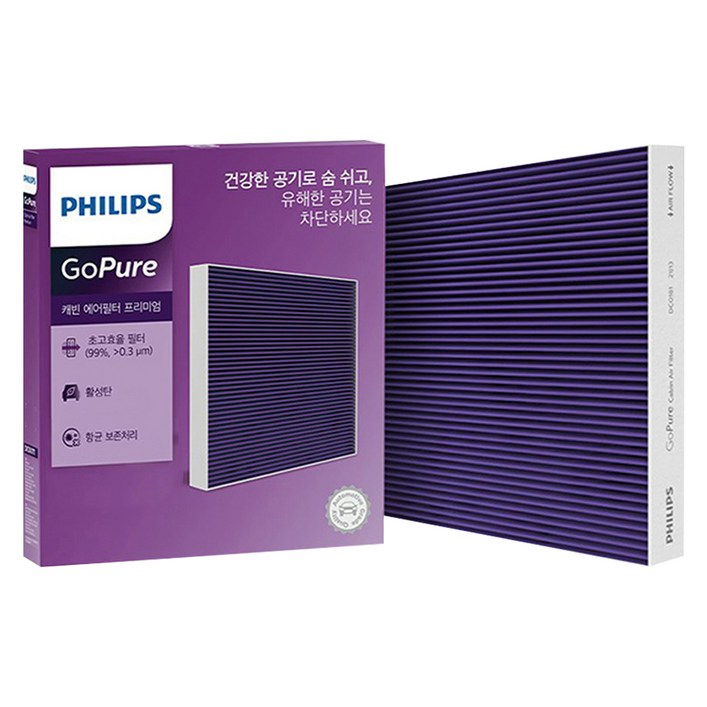 필립스 고퓨어 캐빈 자동차 에어컨 히터 필터, DC0041, 1개