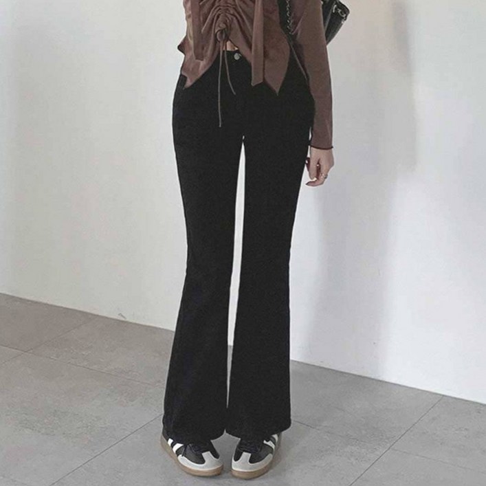 플랜데이 여성용 숏/롱 기장 치키 속밴딩 워싱 세미부츠컷 데님팬츠