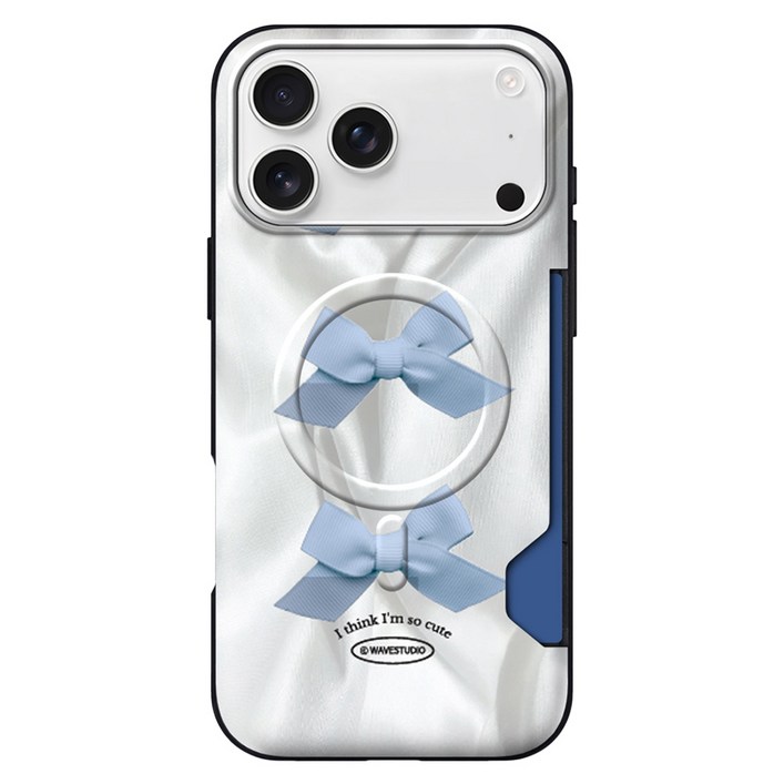 웨이브스튜디오 리본 카드 2장 맥세이프 슬림 범퍼 휴대폰 케이스