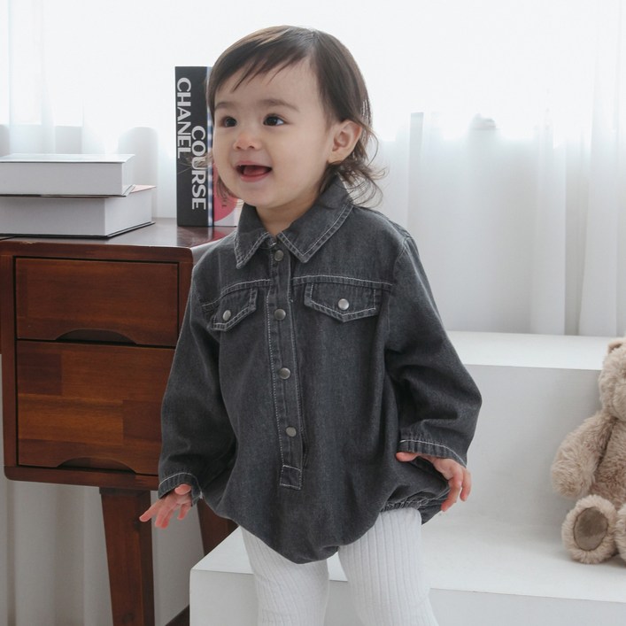 베베나인 유아용 데님 셔츠 슈트