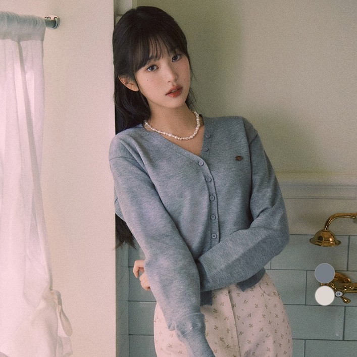 장원영착용 로라로라 여성용 V NECK 베이직 가디건