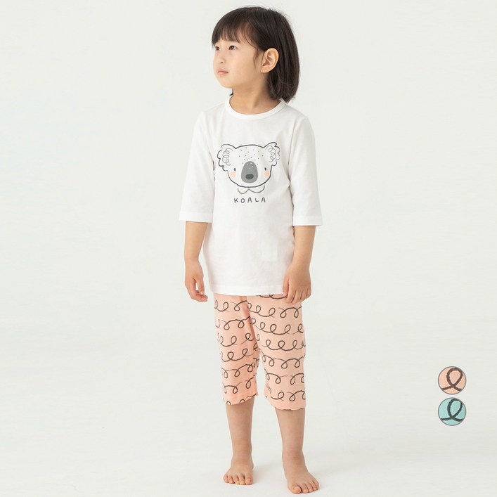 롤리트리 아동용 순면 7부 코알라 내의 상하의세트