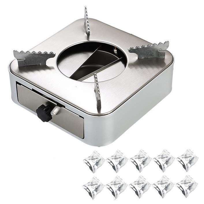 노뉴 미니화로 스토브 스테인리스 스틸 워머에탄올 고체연료 20g x 10p 세트, 실버워머, 1세트
