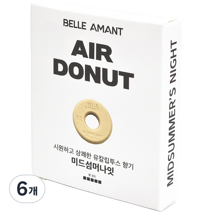 벨르아망 에어도넛 차량용 방향제 리필키트, 6개, 미드섬머나잇