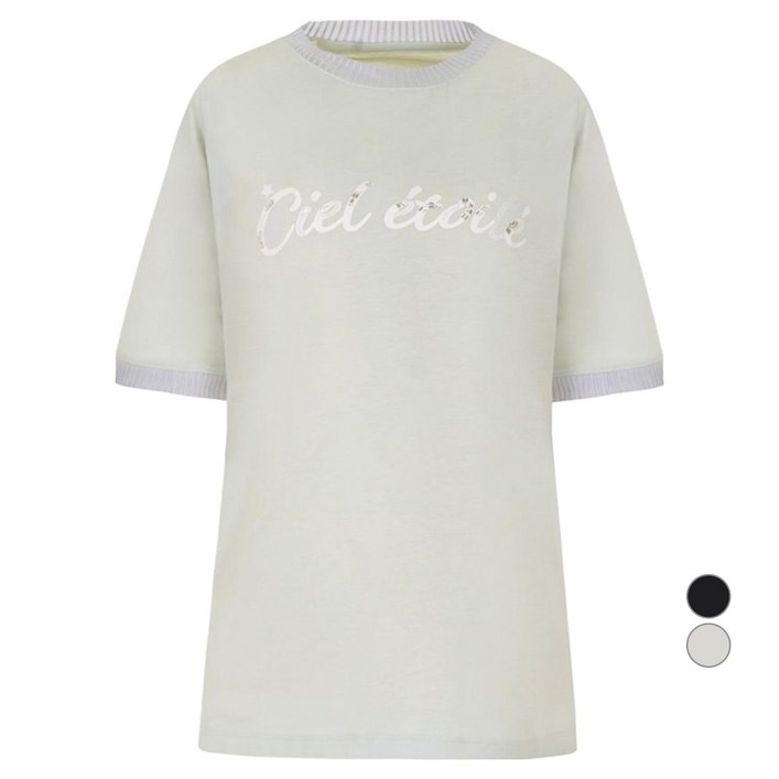 샤트렌 여성용 통기성 레트로 로고 배색 티셔츠 HCCMTS216