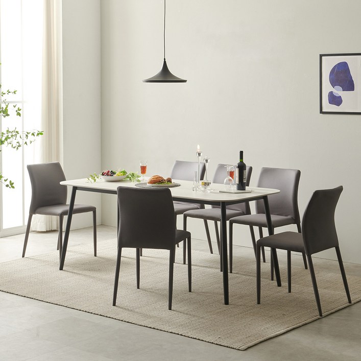 보니애가구 베로나 1800 세라믹 6인용 식탁 테이블  의자 방문설치