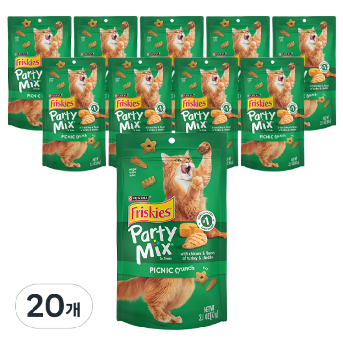 프리스키 고양이 파티믹스 간식, 피크닉, 60g, 20개