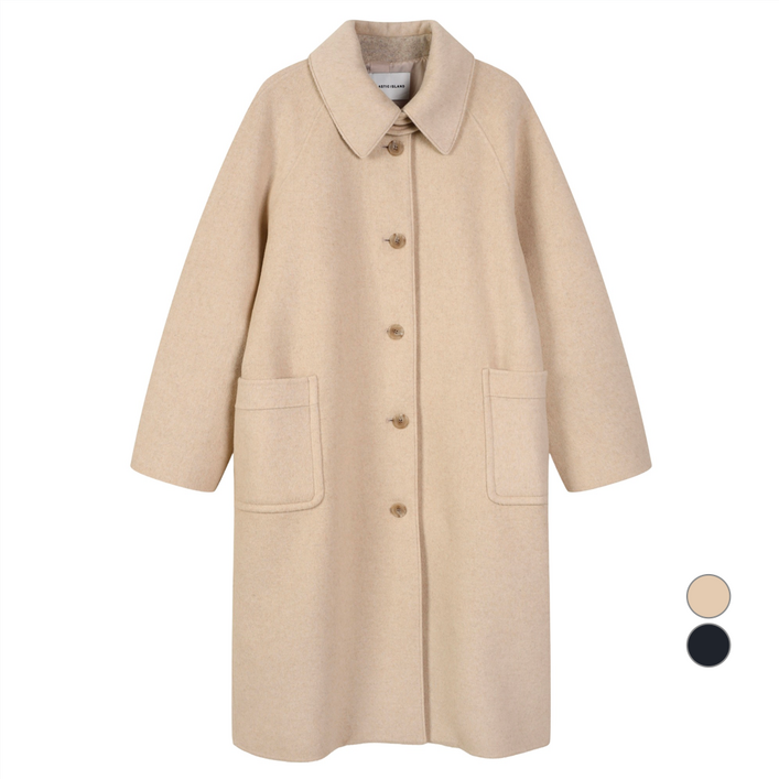 플라스틱아일랜드 여성용 버튼 포켓 핸드메이드 롱 코트 PR4HC561