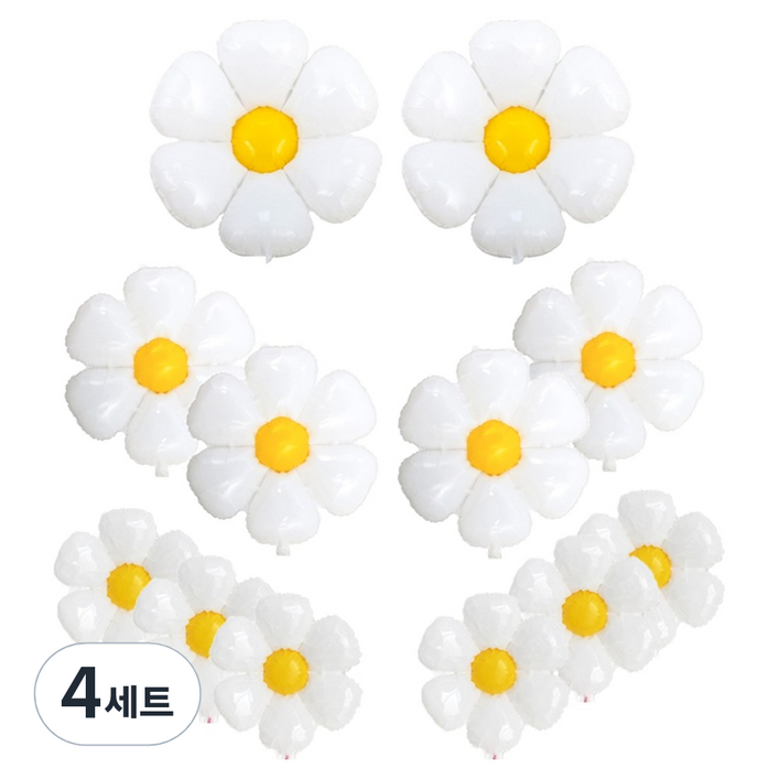 코히모 데이지 꽃 파티 풍선 대형 2p  중형 4p  소형 6p 세트, 4세트, 혼합색상