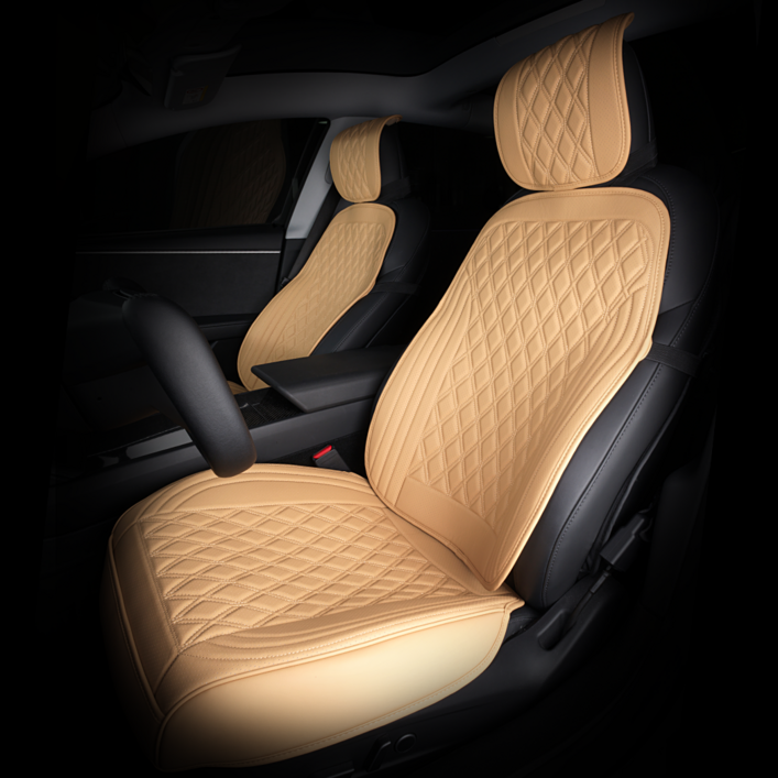 메이튼 차량용 시트커버 일체형 앞좌석 풀세트, 새들브라운, 1개