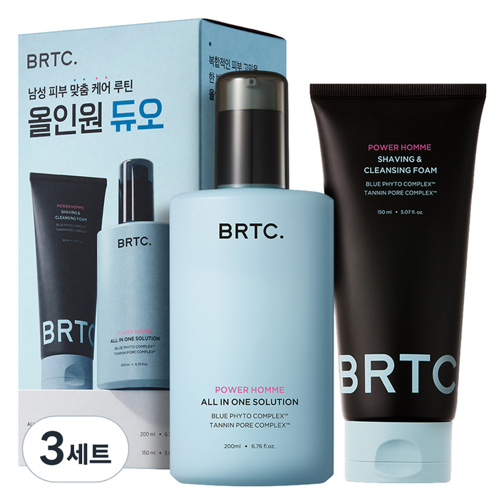 비알티씨 파워 옴므 듀오 올인원 200ml 클렌징 폼 150ml 세트, 350ml, 3세트