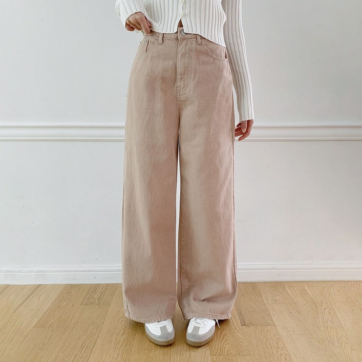 플랜데이 여성용 롱/숏 기장 로이 와이드 코튼 팬츠