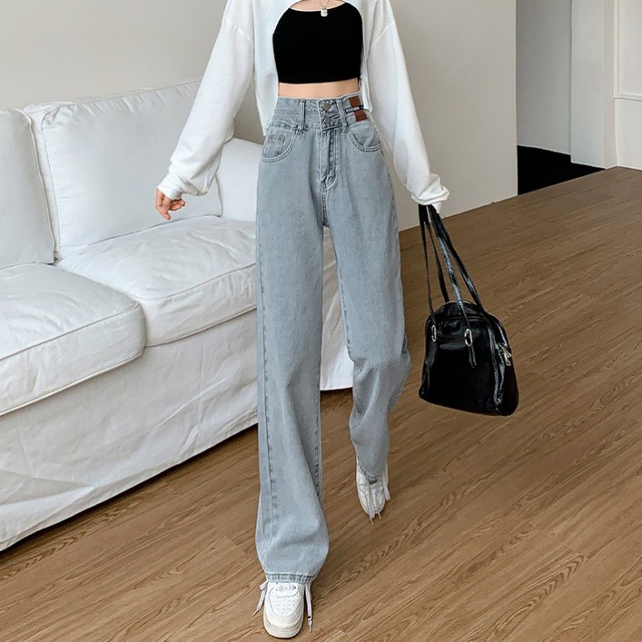 스타빈 여성용 캐주얼 투버튼 데님 팬츠