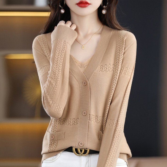 라라티나 여성용 다니카 브이넥 얇은 루즈핏 니트 긴팔 가디건