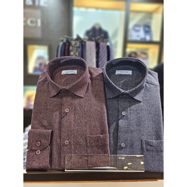 바찌 24 FW 겨울신상 2 칼라 (95~115)  TR 하운드투스 기모 잔체크 일반핏 셔츠  VD1N4CR143