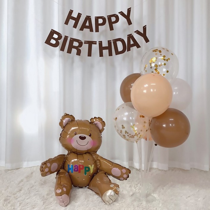 파티아일랜드 곰돌이풍선세트 두돌생일상 파티풍선 생일장식