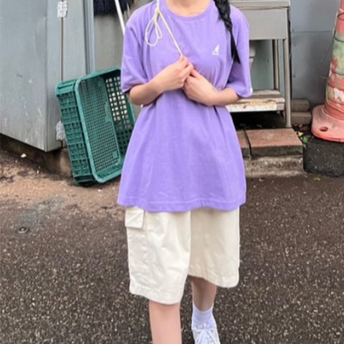 매장정품캉골 베이직 여성 반팔티셔츠 블랙 파스텔 라일락 오버핏 라운드티 BY새록