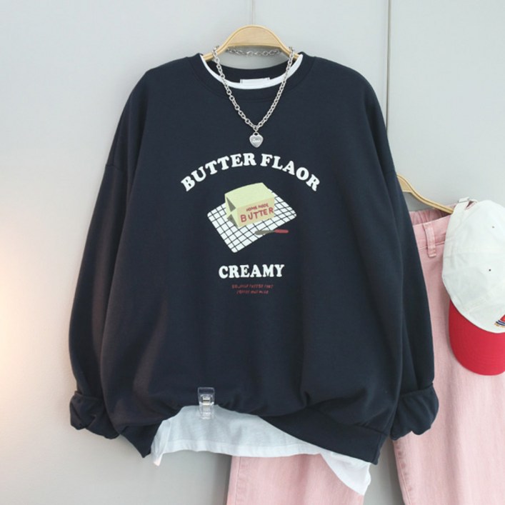 달콩 여성 빅사이즈 봄신상 치즈버터오버핏맨투맨