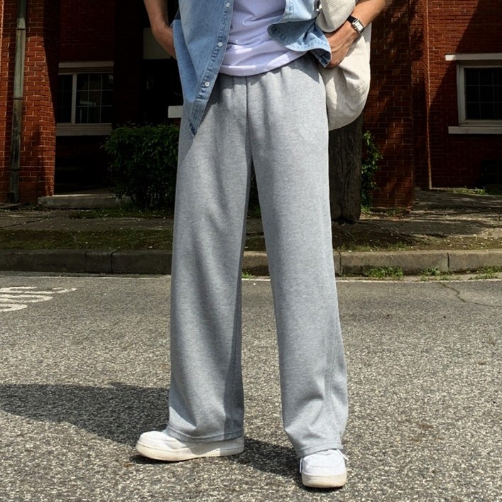 사계절 남자 코튼 밴딩 세미와이드 스판 트레이닝 팬츠 바지 츄리닝 빅사이즈