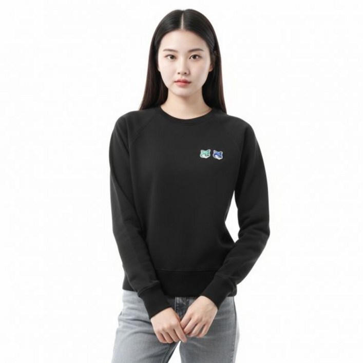 공식정품 메종 키츠네 여성 맨투맨 티셔츠 MAISON KITSUNE DOUBLE MONOCHROME FOX HEAD ADJUSTED SWEATSHIRT KW00308KM1P