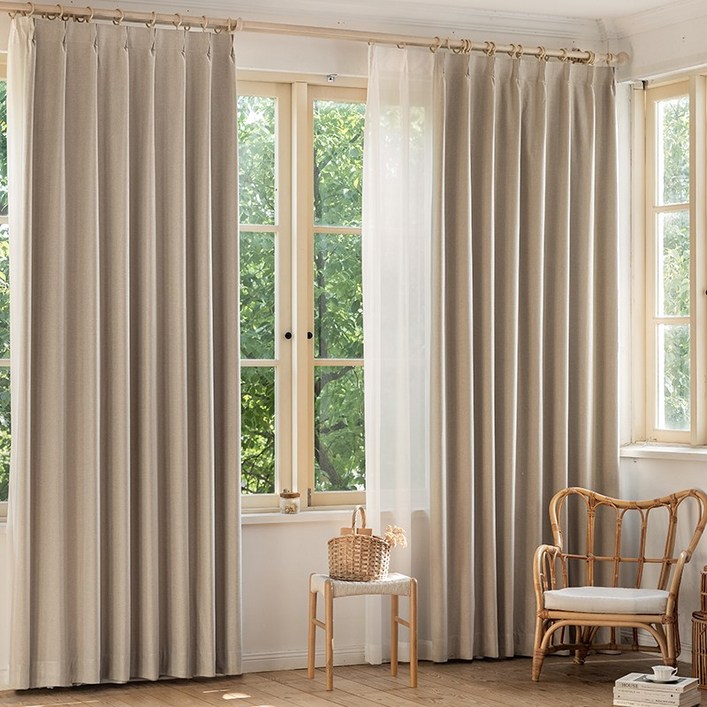 홈키안 사계절 형상기억 핀형 호텔식 나비주름 암막 커튼