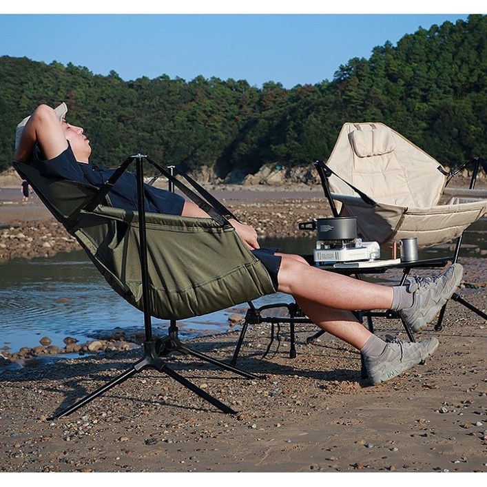 캠핑 흔들의자 해먹의자, 1개, 베이지