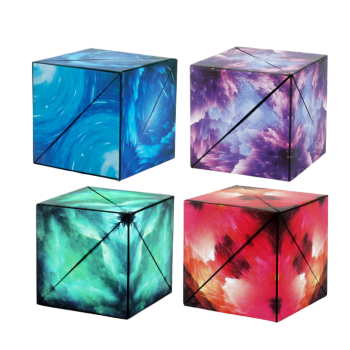 하이제이비 우주 자석 합체 변신 큐브 4종 세트, 블루, 레드, 퍼플, 그린