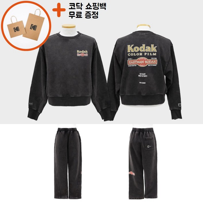 백화점신상판AS가능 코닥 어패럴 레시피 스노우워싱 맨투맨 여성 긴팔 티셔츠 여자 긴팔티 우먼 세트 ppJ 블랙 검정 K5122LFSO1BLK