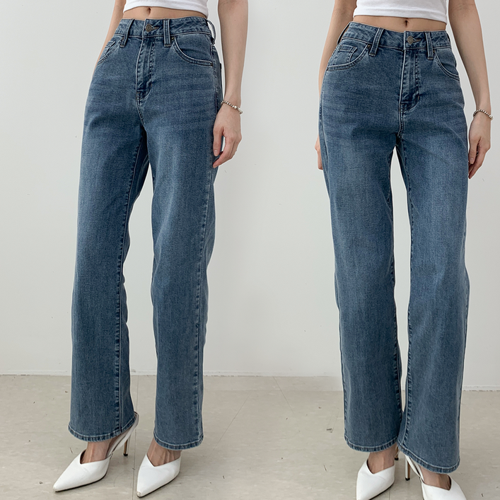 [백화점 정품] 게스 여성 세미 와이드 청바지 다크블루