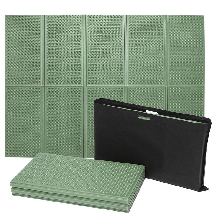 쿠셔니 캠핑매트 2단 엠보싱 발포매트 차박매트  보관가방 중형 200cmx140cm 2인용, 카키