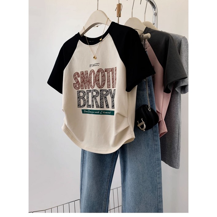 순면92면8스판불규칙숏나그랑반팔티여