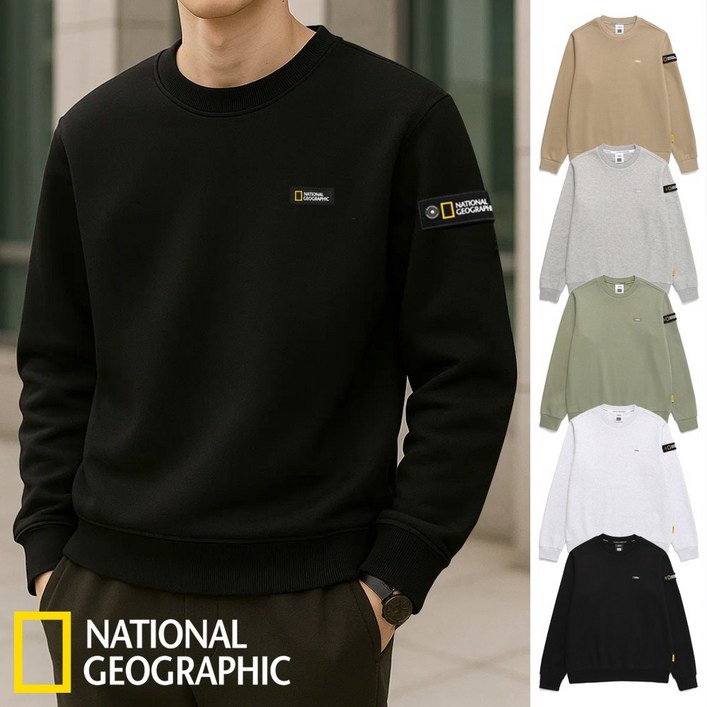 내셔널지오그래픽 맨투맨 남성 여성 긴팔티 기모 티셔츠  양말증정