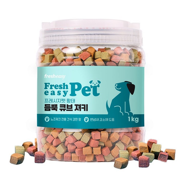 [프레시지펫] 강아지 간식 황태 듬뿍 큐브 져키, 1개, 1kg, 황태맛