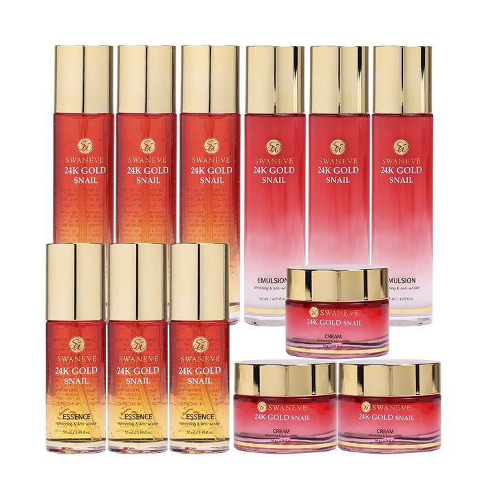 [본사직영] NEW 탄력집중 리뉴얼 레드에디션 스와니브 24K 골드 스네일 기초 4종 3세트(총12종), 3세트