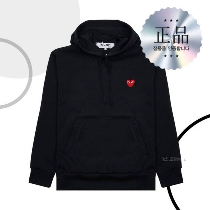 꼼데가르송 라벨루쏘 FW24 공용 하트 와펜 후드티셔츠 AX T174 051 1 BLACK 249368