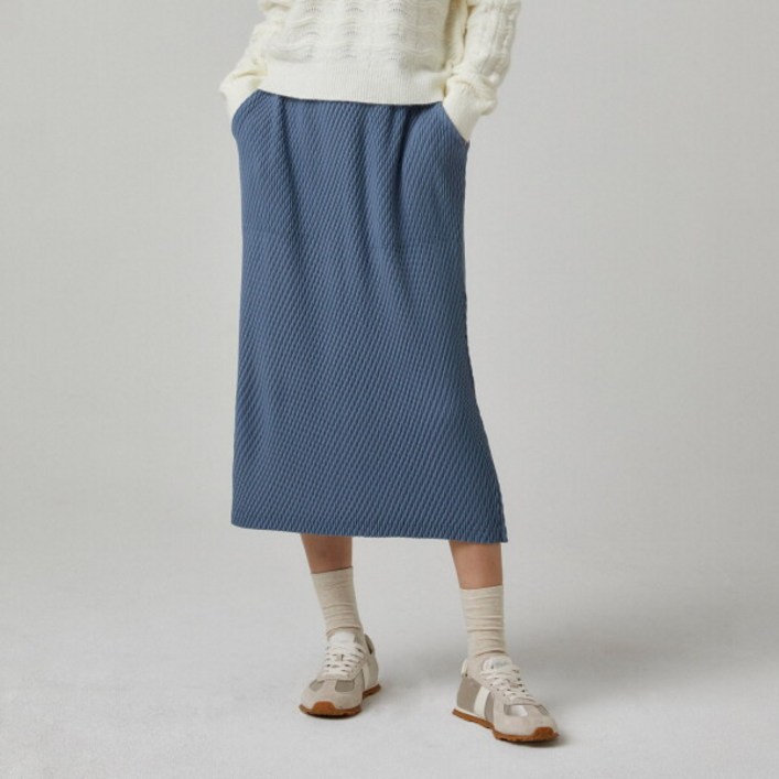 플리츠미 사선 플리츠 와플 스커트PPSKF024005