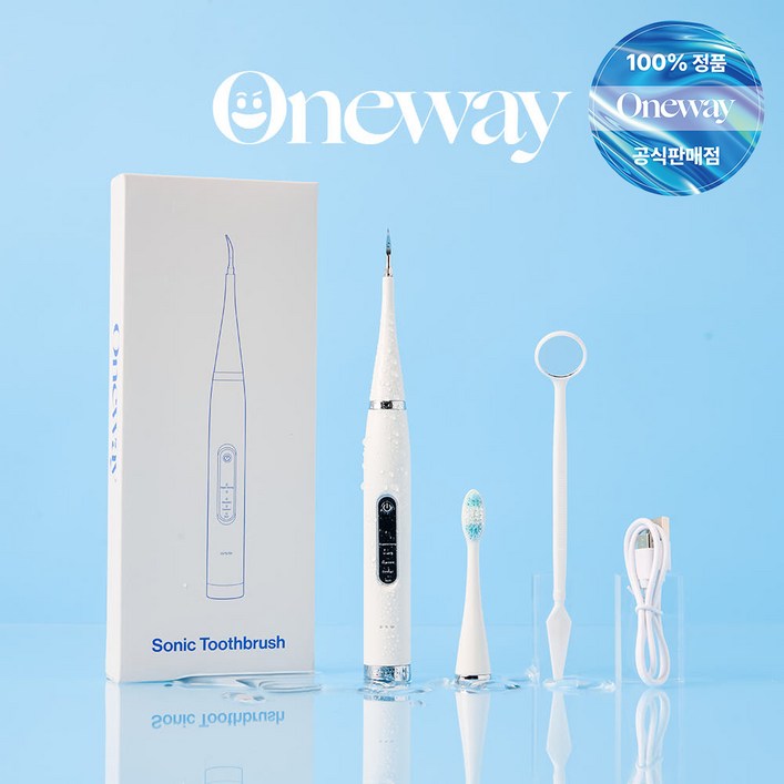 치과공식판매 원웨이 초음파 구강 청결기 치아관리기 휴대용 가정용 구강 세정기 V1, 화이트
